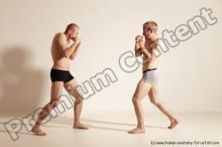 Underwear Martial art Man - Man White Moving poses Slim Short Blond Dynamic poses Academic